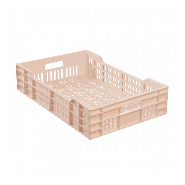 Caisse ajourée avec poignées empilable 600 X 400 25 L - rose