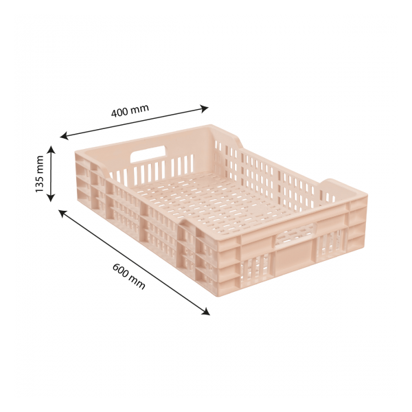 Caisse ajourée avec poignées empilable 600 X 400 25 L - rose