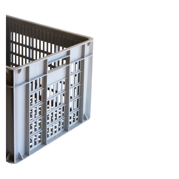 Caisse ajourée avec poignées empilable 500 x 400 x 330 mm - 48 L - gris