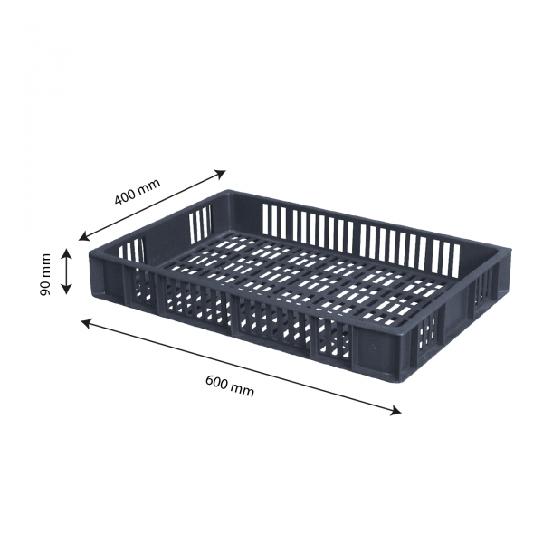 Caisse ajourée 600 x 400 x 90 mm 15 L - gris
