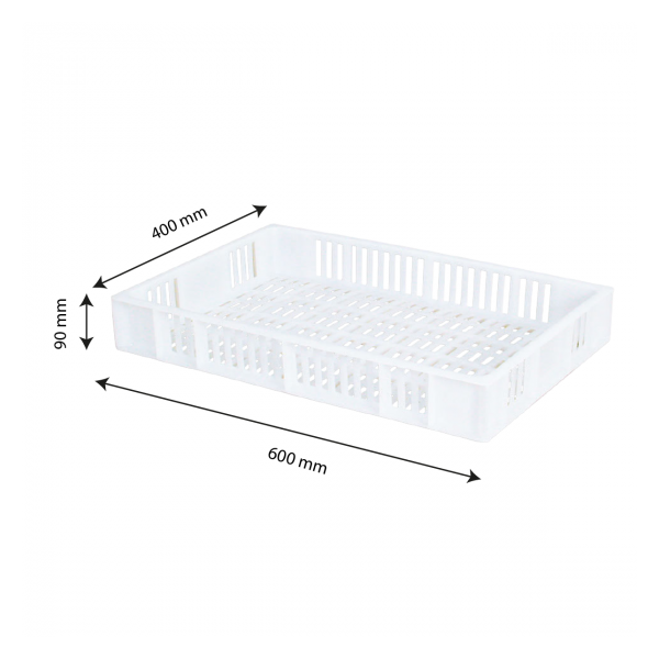Caisse ajourée 600 x 400 x 90 mm 15 L - blanc