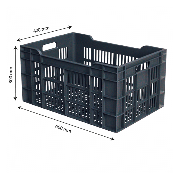 Caisse ajourée 600 x 400 x 300 mm 60 L - gris