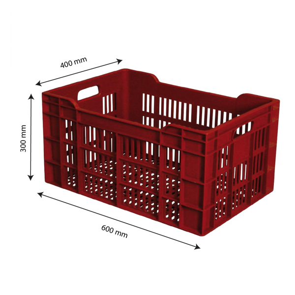 Caisse ajourée 600 x 400 x 300 mm 60 L - brique