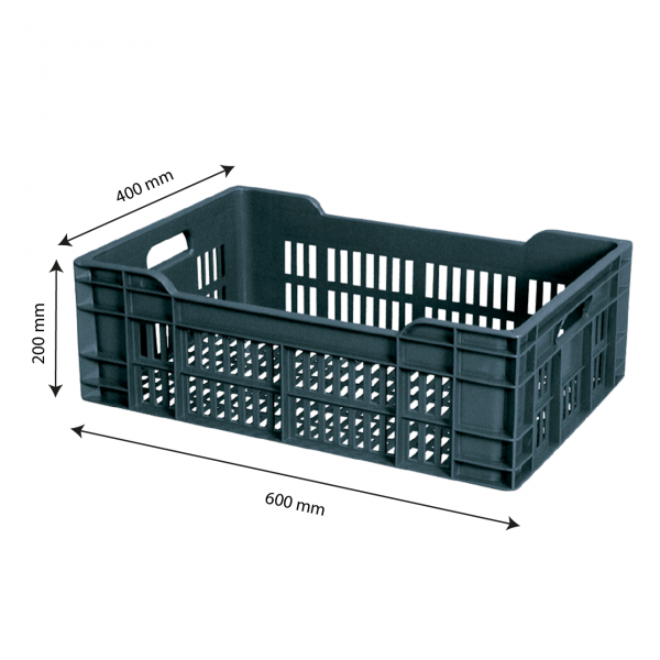 Caisse ajourée 600 x 400 x 200 mm 40 L - gris
