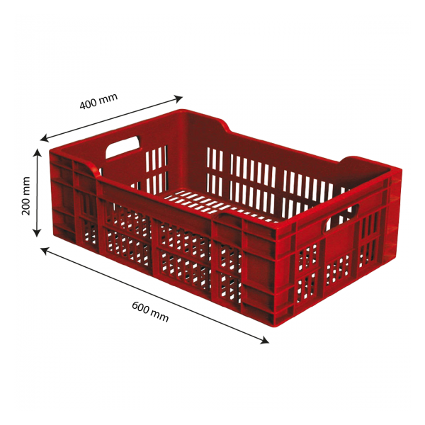 Caisse ajourée 600 x 400 x 200 mm 40 L - brique