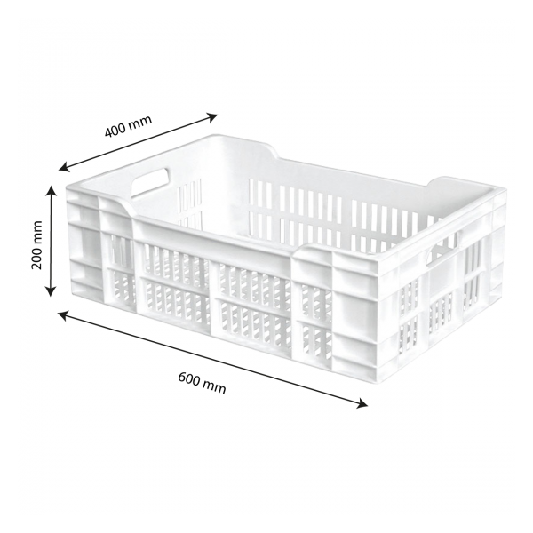 Caisse ajourée 600 x 400 x 200 mm 40 L - blanc