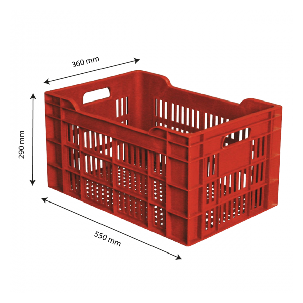 Caisse ajourée 550 x 360 x 290 mm 45 L - brique