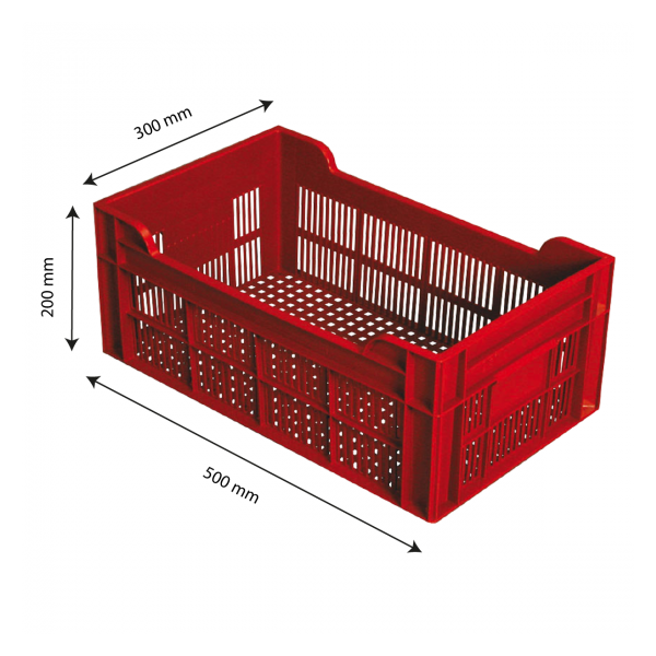 Caisse ajourée 500 x 300 x 200 mm 20 L - brique