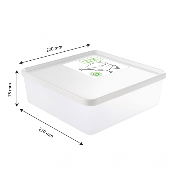 Boîte hermétique 2,5 L + couvercle blanc - lot de 6