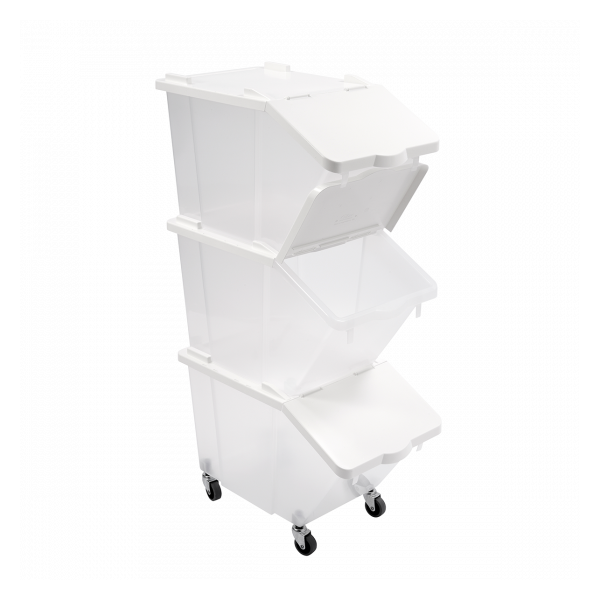 Bacs à ingrédients 30 L + couvercles + 4 roues - Lot de 3