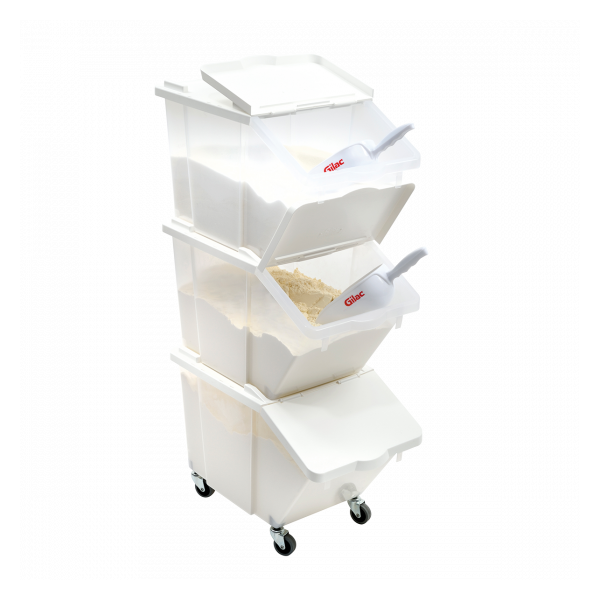 Bacs à ingrédients 30 L + couvercles + 4 roues - Lot de 3