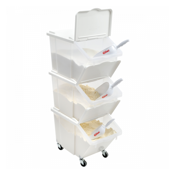 Bacs à ingrédients 30 L + couvercles + 4 roues - Lot de 3