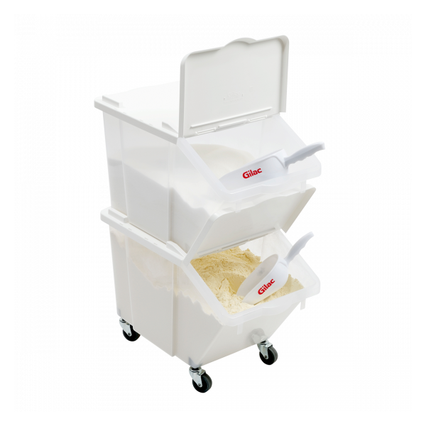 Bacs à ingrédients 30 L + couvercles + 4 roues - Lot de 2