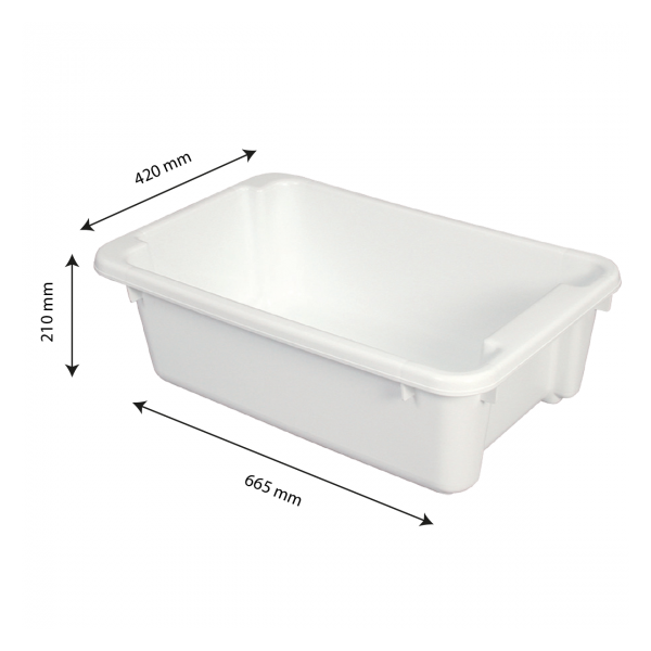 Bac renforcé rectangulaire empilable emboîtable 40 L - blanc