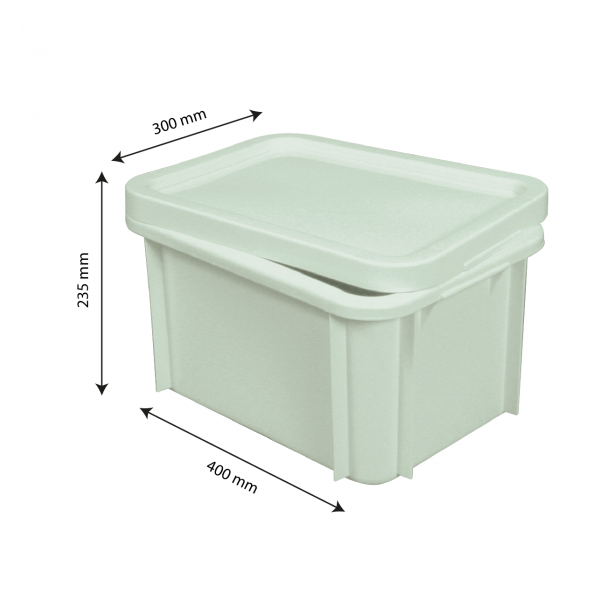 Bac renforcé avec couvercle 400 x 300 15 L - vert amande