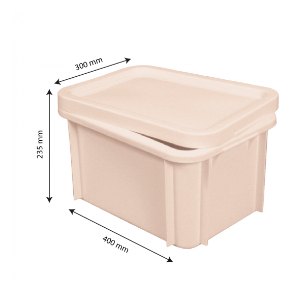 Bac renforcé avec couvercle 400 x 300 15 L - rose poudré