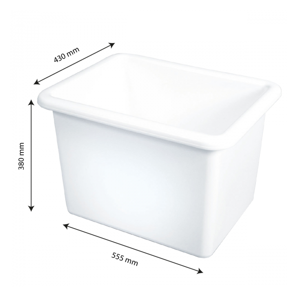 Bac rectangulaire renforcé emboîtable 55 L - blanc