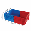 Bac plein&nbsp;empilable emboîtable 600 x 400 x 184 mm bicolore 34 L – bleu/rouge