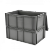 Bac plein 600 x 400 x 246 mm 45 L + couvercle solidaire - gris