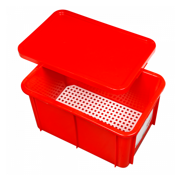 Bac HACCP 55 L rectangulaire + couvercle - rouge