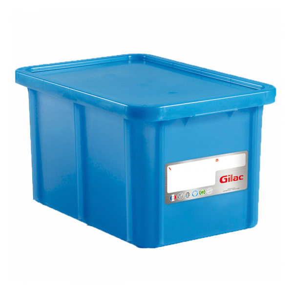Bac HACCP 55 L rectangulaire + couvercle - bleu