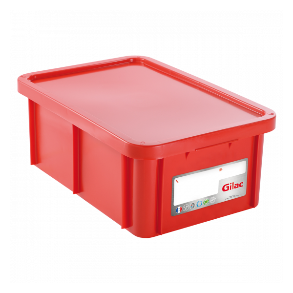 Bac HACCP 35 L rectangulaire + couvercle - rouge