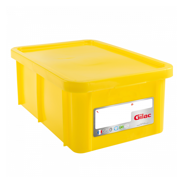 Bac HACCP 35 L rectangulaire + couvercle - jaune