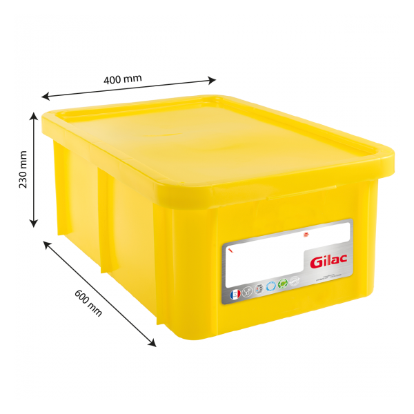 Bac HACCP 35 L rectangulaire + couvercle - jaune