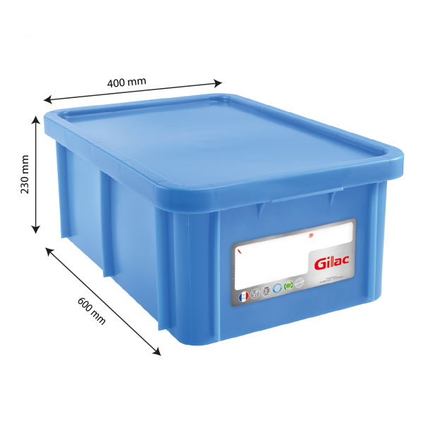 Bac HACCP 35 L rectangulaire + couvercle - bleu
