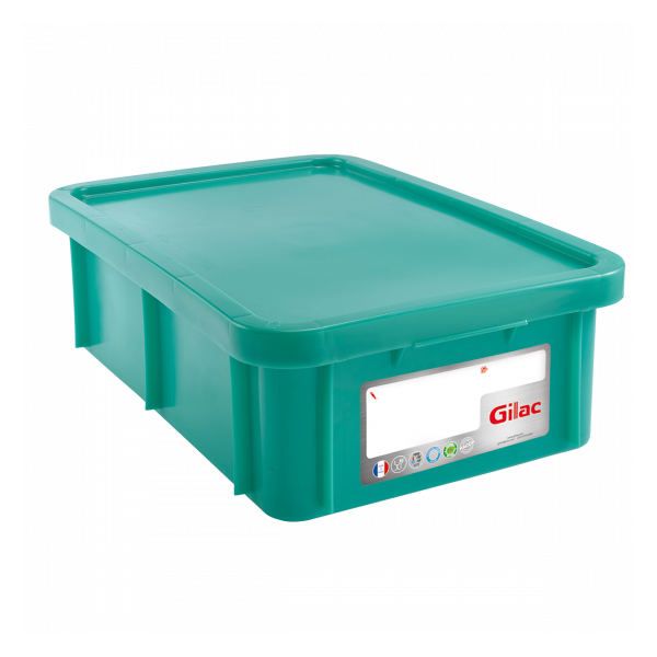 Bac HACCP 25 L rectangulaire + couvercle - vert