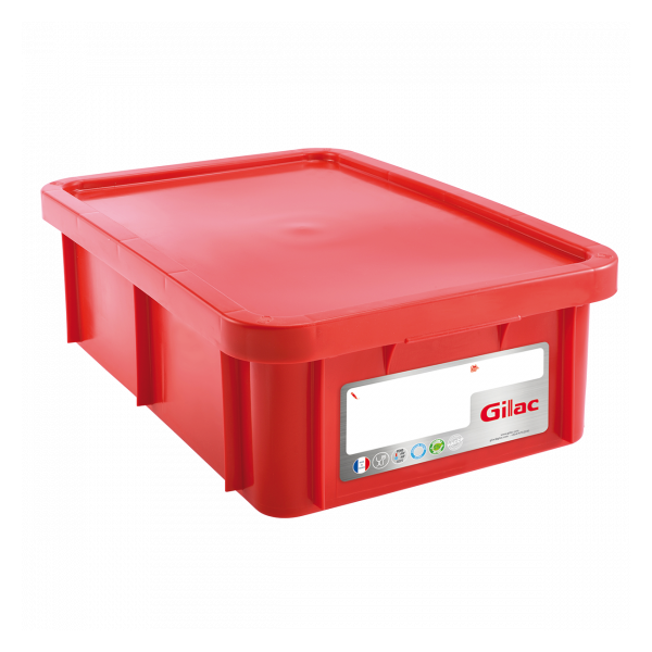 Bac HACCP 25 L rectangulaire + couvercle - rouge