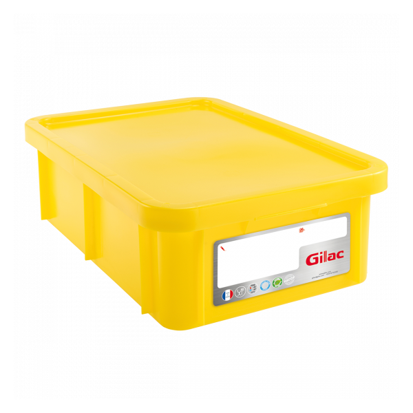 Bac HACCP 25 L rectangulaire + couvercle - jaune
