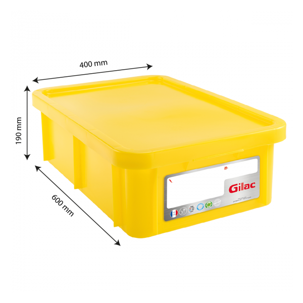 Bac HACCP 25 L rectangulaire + couvercle - jaune