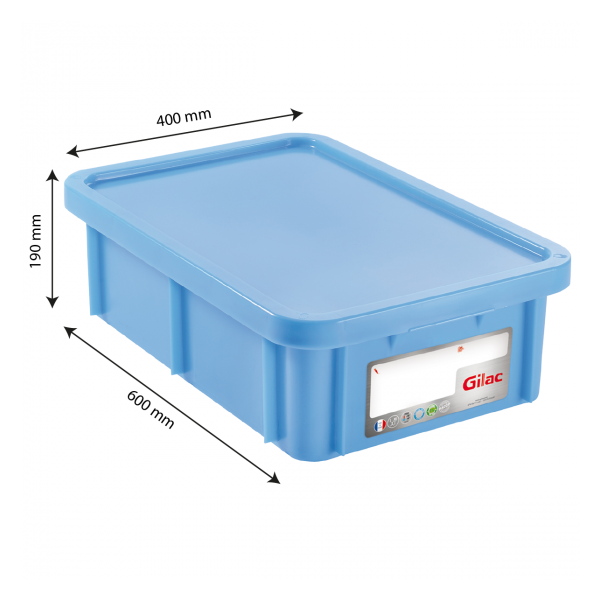 Bac HACCP 25 L rectangulaire + couvercle - bleu