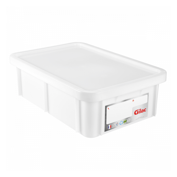 Bac HACCP 25 L rectangulaire + couvercle - blanc