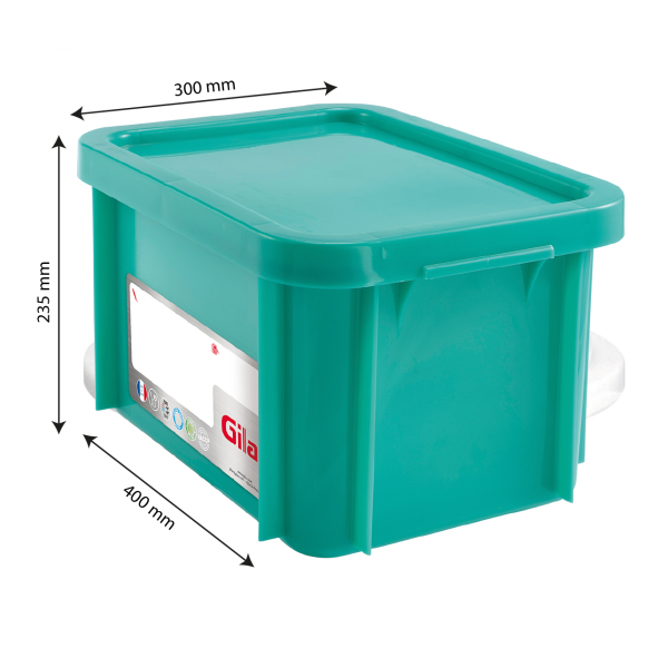 Bac HACCP 15 L rectangulaire + couvercle - vert