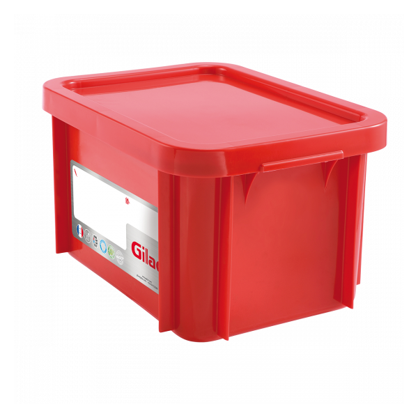 Bac HACCP 15 L rectangulaire + couvercle - rouge
