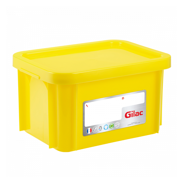 Bac HACCP 15 L rectangulaire + couvercle - jaune