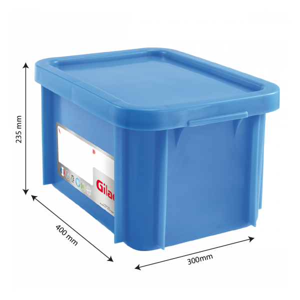 Bac HACCP 15 L rectangulaire + couvercle - bleu