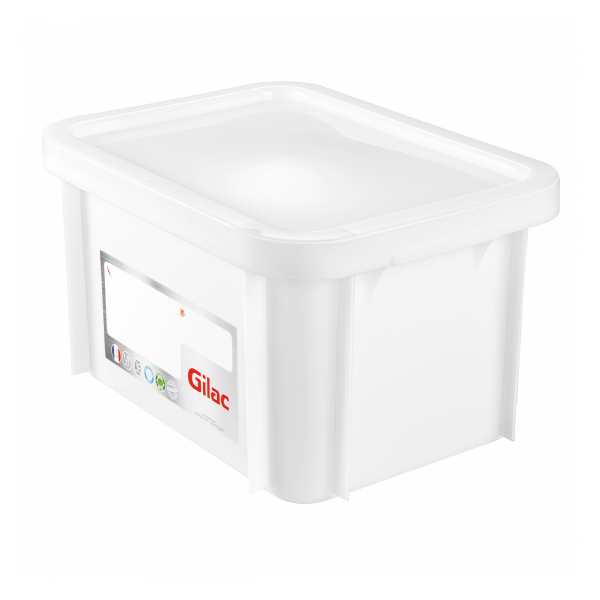 Bac HACCP 15 L rectangulaire + couvercle - blanc