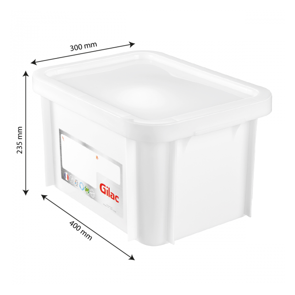 Bac HACCP 15 L rectangulaire + couvercle - blanc