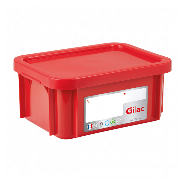 Bac HACCP 12 L rectangulaire + couvercle - rouge