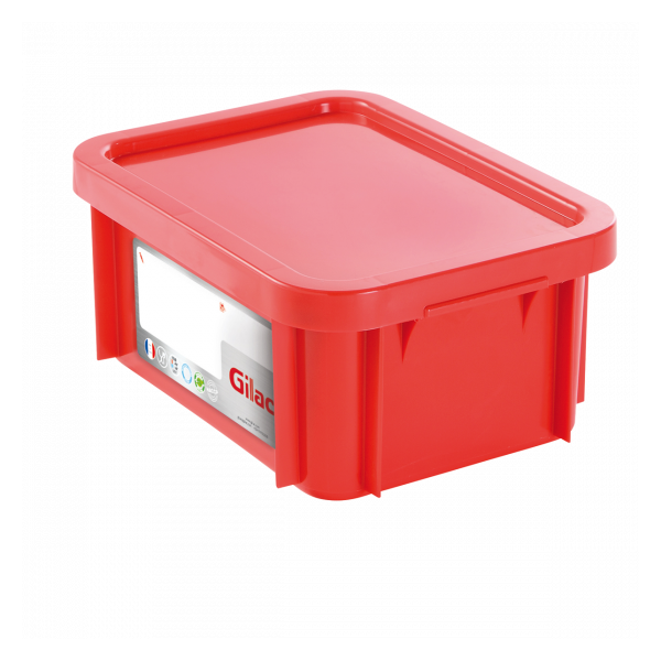 Bac HACCP 12 L rectangulaire + couvercle - rouge