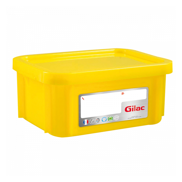 Bac HACCP 12 L rectangulaire + couvercle - jaune