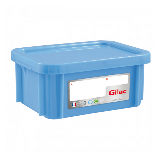 Bac HACCP 12 L rectangulaire + couvercle - bleu