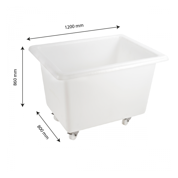 Bac grand volume 500 L - 4 roues pivotantes dont 2 avec freins - blanc