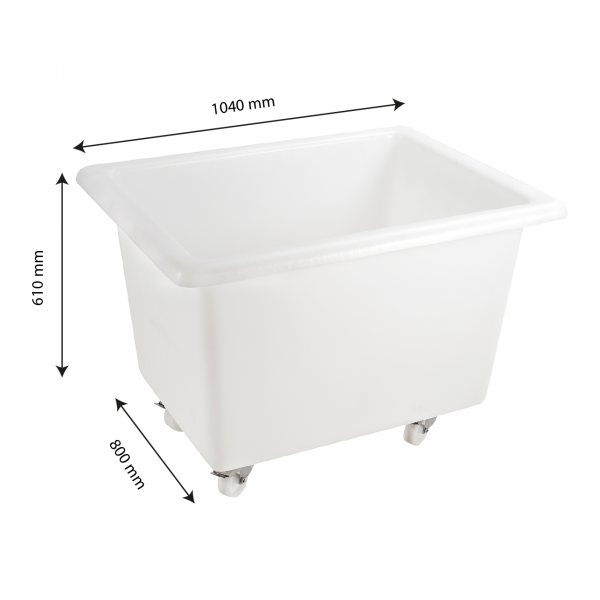 Bac grand volume 310 L - 4 roues pivotantes dont 2 avec freins - blanc