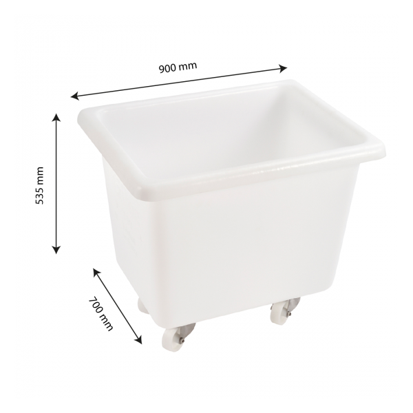 Bac grand volume 220 L - 4 roues pivotantes dont 2 avec freins - blanc