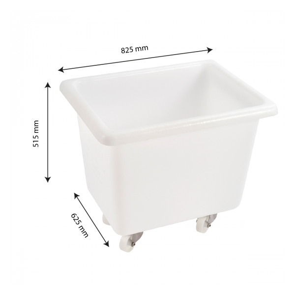 Bac grand volume 170 L - 4 roues pivotantes dont 2 avec freins - blanc