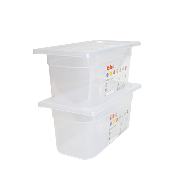 Bac gastronorme GN1/3 HACCP + couvercle - 150 mm - 5,5 L - Lot de 2